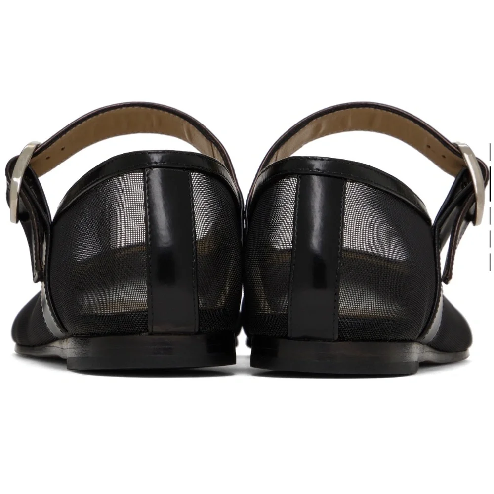 Black Mesh Mary Jane ballerina flat - Picture 3 of 6